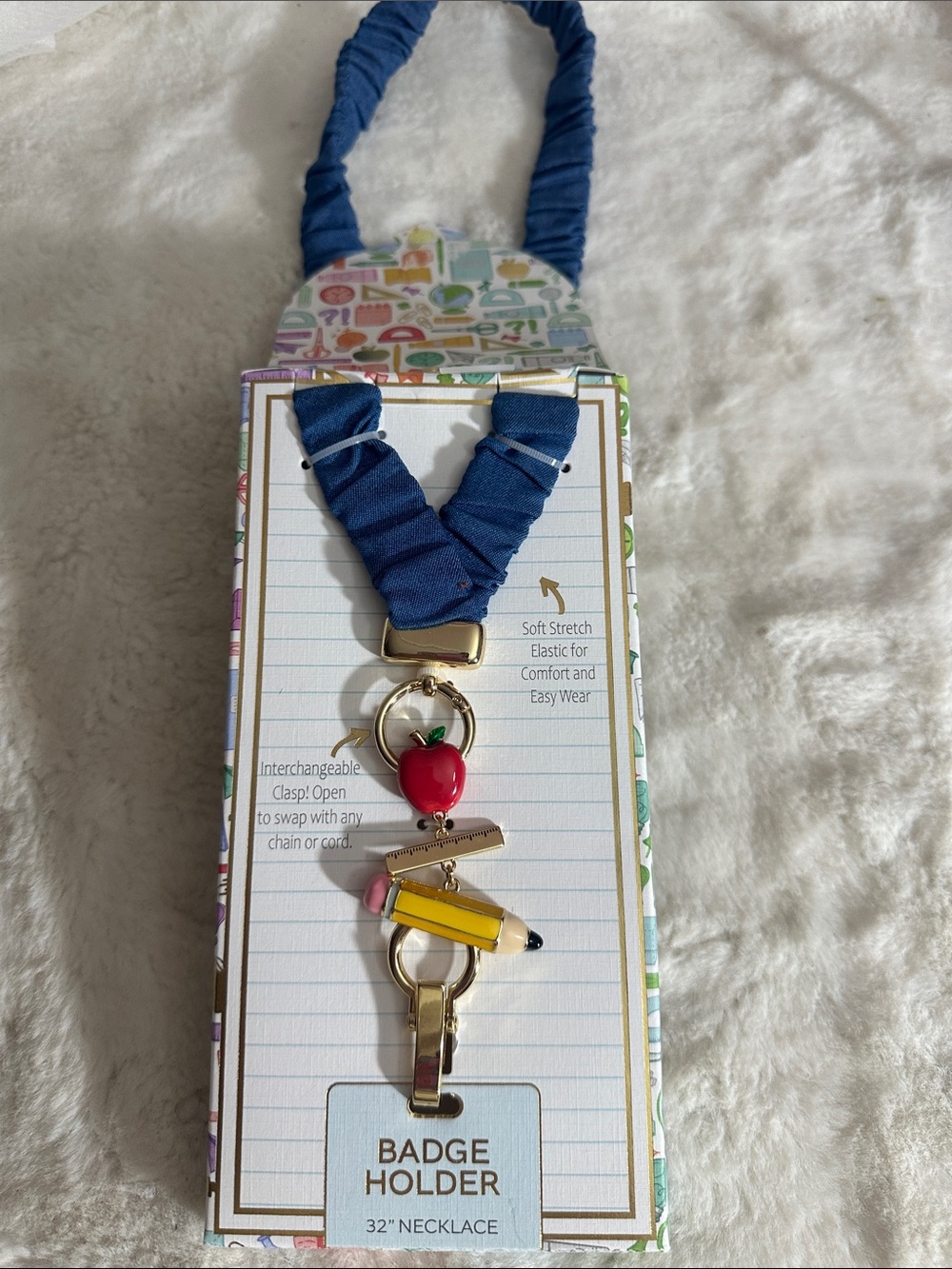 Piper K teacher badge holder with 32” necklace